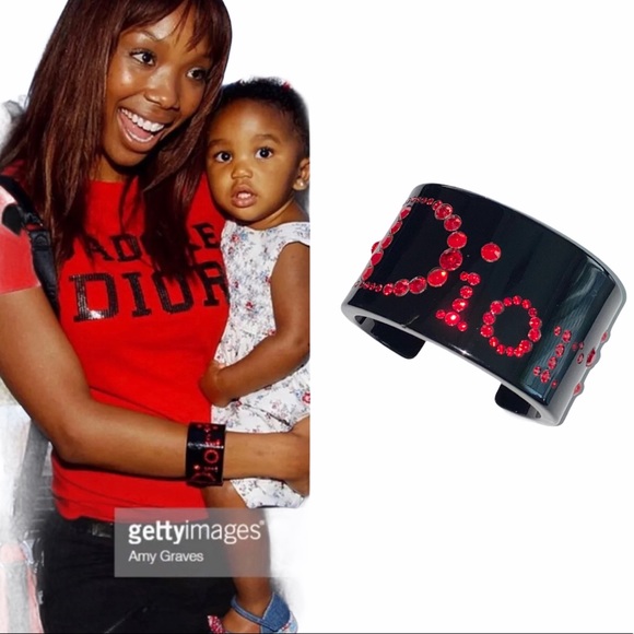 *SOLD* Christian Dior Black Lucite Crystal Logo Bracelet - Picture 2 of 15